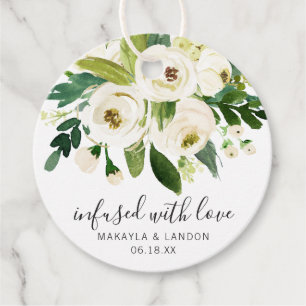 Mit Liebe Infundiert Elegante Weiße Florale Hochze Geschenkanhänger