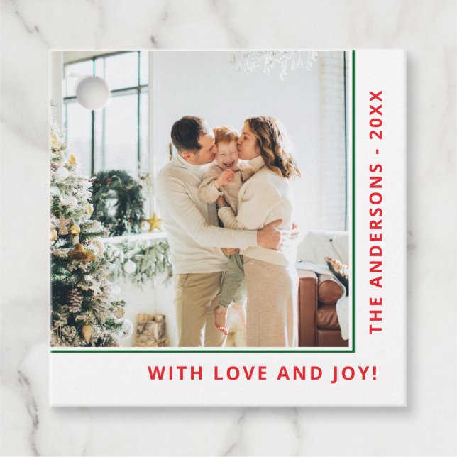 Mit Liebe & Joy|Familienname|Ein Foto Gefälligkeit Geschenkanhänger (Vorderseite)