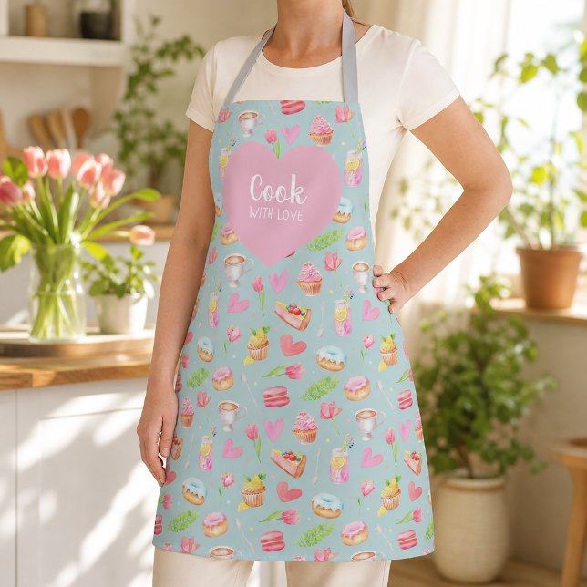 Mit Liebe kochen. Bedruckte Schürze (Add warmth, charm, and a joyful mood to every moment you cook.)