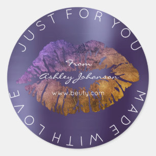 Mit Liebe Lila Lipstick Makeup Lips Runder Aufkleber