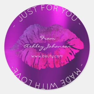Mit Liebe Lila, rosa Makeup Lippen Runder Aufkleber