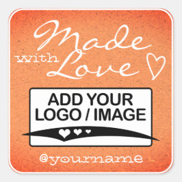 Mit Liebe Logo Template Papier Peach Quadratischer Aufkleber