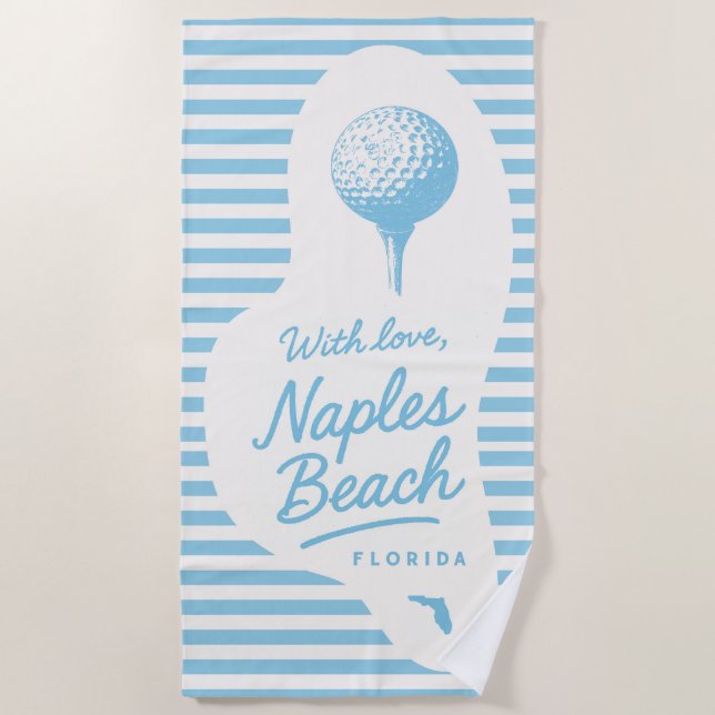 Mit Liebe Naples Beach Golf Tee Handtuch (Vorderseite)