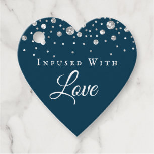 Mit Liebe Navy Blue Confetti Heart Wedding Geschenkanhänger