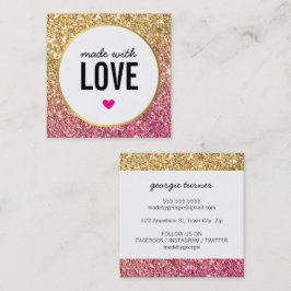 MIT LIEBE niedliche Verpackung Glitzer goldfarben Quadratische Visitenkarte