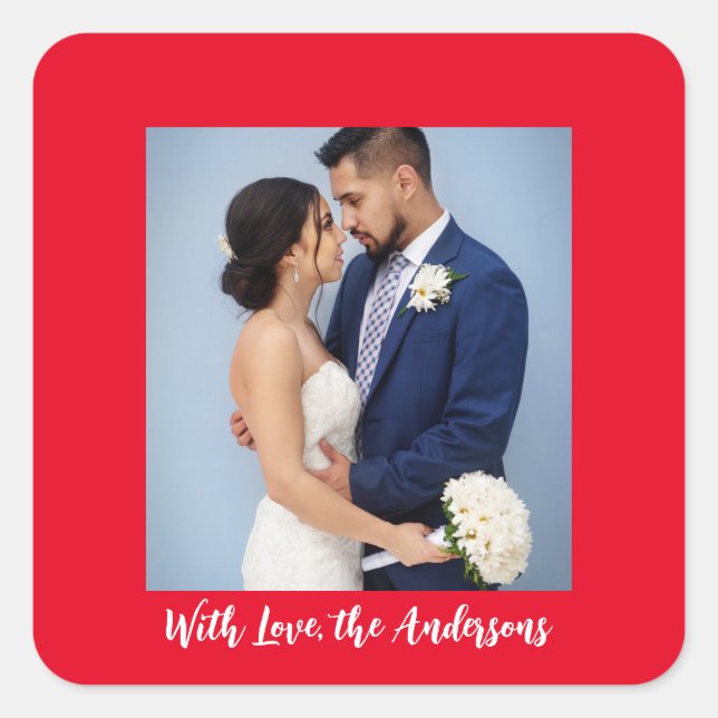 Mit Liebe Personalisiert Foto Square Sticker (Vorderseite)