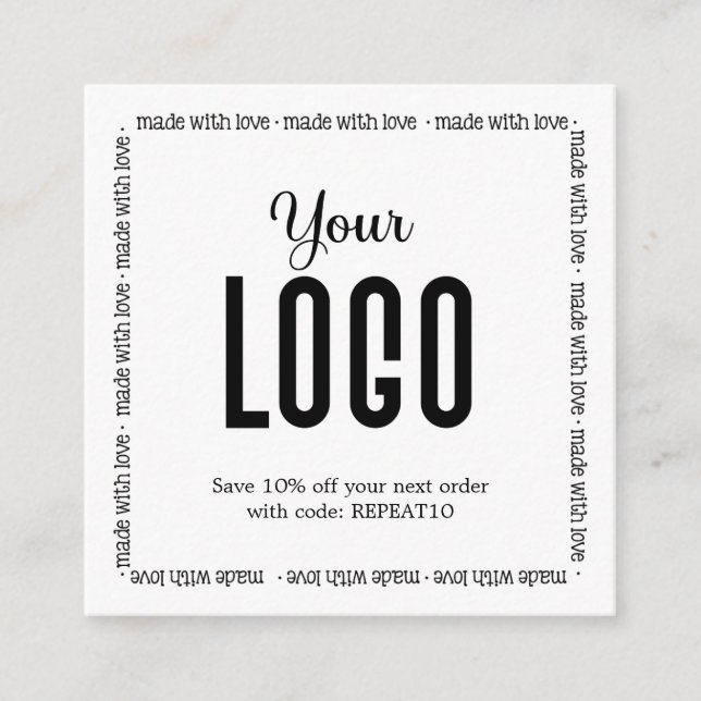 Mit Liebe Personalisierte Bestellung Vielen Dank Quadratische Visitenkarte (Vorderseite)