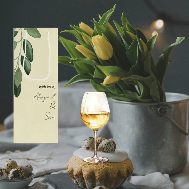 Mit Liebe Personalisierte Namen Gelbe Hochzeit Geschenktüte Für Weinflaschen (Von Creator hochgeladen)