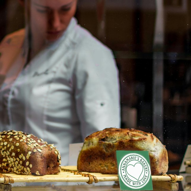 Mit Liebe Personalisiertes Herz Homemade Green Runder Aufkleber (Von Creator hochgeladen)