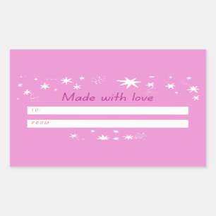 Mit Liebe pink & stars Rechteckiger Aufkleber