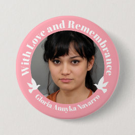 Mit Liebe pink zwei weiße Tauben Foto Erinnerung Button