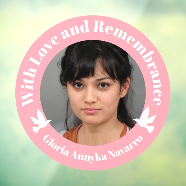 Mit Liebe pink zwei weiße Tauben Foto Erinnerung w Fensteraufkleber (Blatt 3)