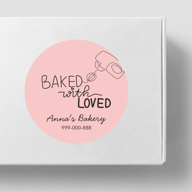 Mit Liebe rosa Handschrift gebacken Runder Aufkleber (Von Creator hochgeladen)