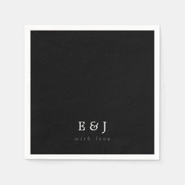 Mit Liebe Schwarz & Weiß-Elegant-Monogramm-Hochzei Serviette