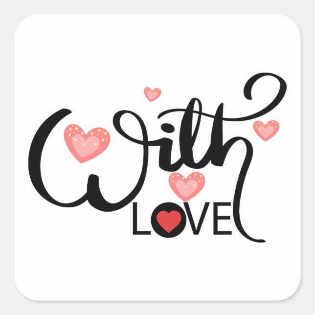 Mit Liebe - Sqiuare Aufkleber. Quadratischer Aufkleber (Vorderseite)