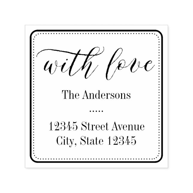 Mit Liebe Square Personalisierte Gummi-Briefmarke Permastempel (Design)
