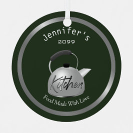 Mit Liebe Teekanne hergestellte Speisen Weihnachts Ornament Aus Metall