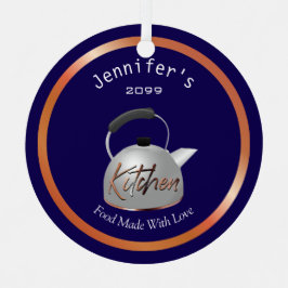 Mit Liebe Teekanne hergestellte Speisen Weihnachts Ornament Aus Metall