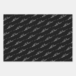 mit Liebe Typografie Schwarz-Weiß Geschenkpapier Set