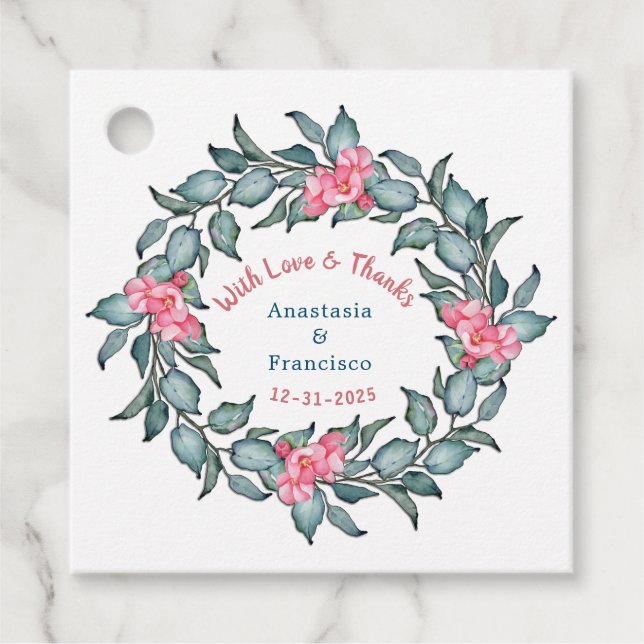 Mit Liebe und dank Hochzeitsjubiläum Geschenkanhänger (Vorderseite)