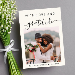 Mit Liebe und Dankbarkeit Foto Creme Hochzeit Dankeskarte