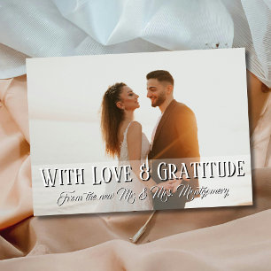 Mit Liebe und Dankbarkeit Hochzeit Foto Dusty Rose Dankeskarte