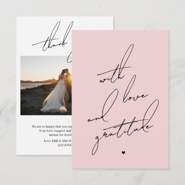 Mit Liebe und Dankbarkeit vorgedruckte Meldung Dankeskarte (Vorne/Hinten)