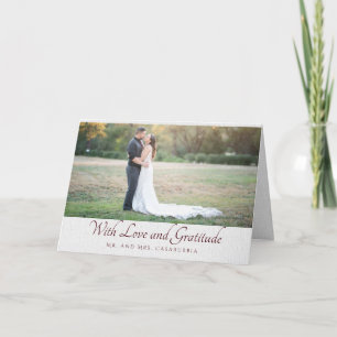 Mit Liebe und Dankbarkeit Weißes Leinen Dankeskart Dankeskarte