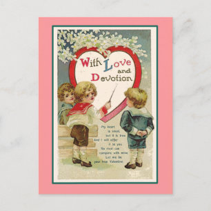 Mit Liebe und Hingabe Viktorianisch Valentine Feiertagspostkarte