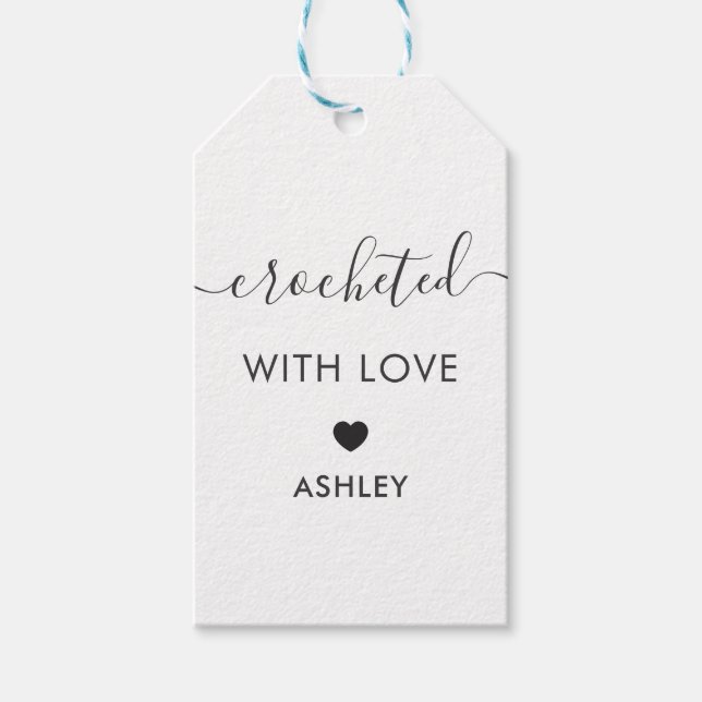 Mit Liebe verziert, Handmade-Geschenktafel, Kraft Geschenkanhänger (Vorderseite)