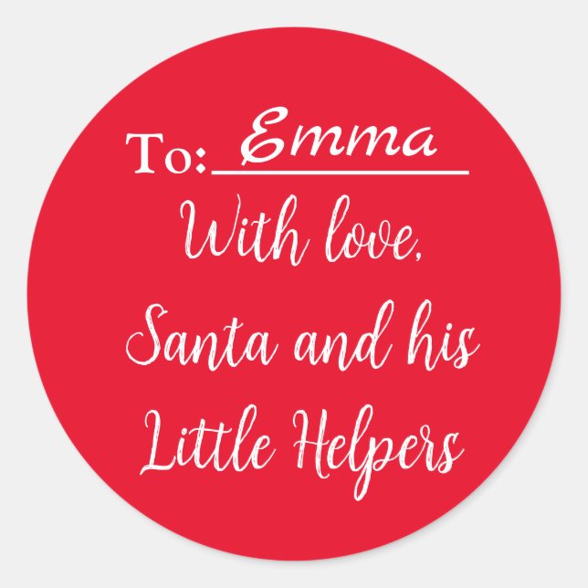 Mit Liebe vom Weihnachtsmann und seinen kleinen He Runder Aufkleber (Vorderseite)