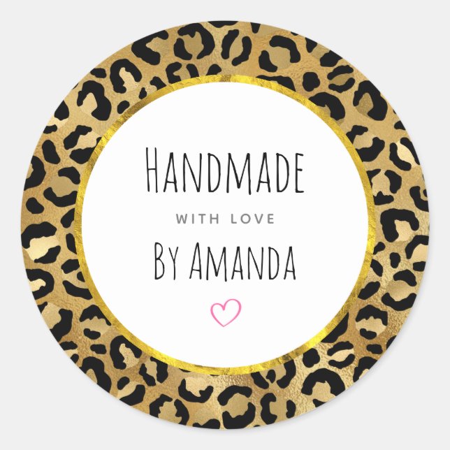 Mit Liebe Wild & Exotic Leopard Druckmuster Runder Aufkleber (Vorderseite)