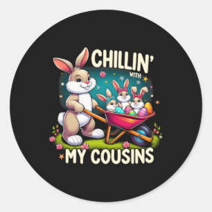 Mit meinen Cousins chillen Frohen Ostertag Familie Runder Aufkleber