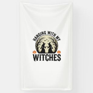 Mit meinen Hexen abhängen Vintage-Halloween-Design Banner