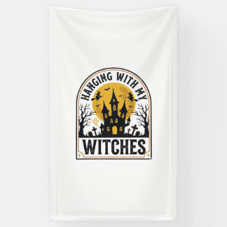 Mit meinen Hexen abhängen Vintage Halloween Design Banner