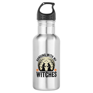 Mit meinen Hexen abhängen Vintage-Halloween-Design Edelstahlflasche