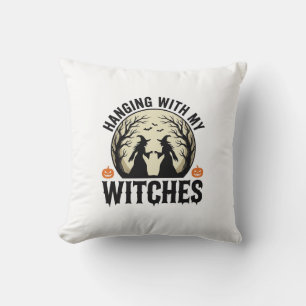 Mit meinen Hexen abhängen Vintage-Halloween-Design Kissen
