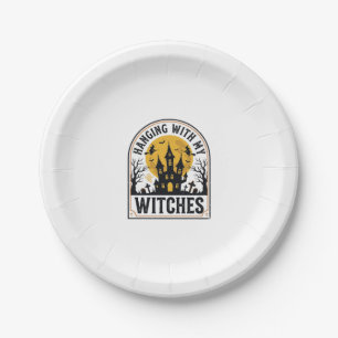 Mit meinen Hexen abhängen Vintage Halloween Design Pappteller