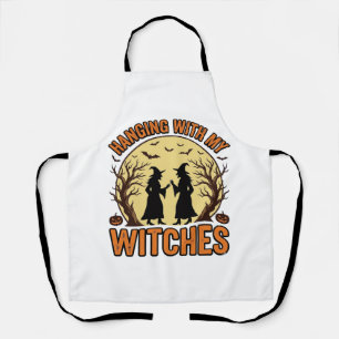 Mit meinen Hexen abhängen Vintage Halloween Design Schürze