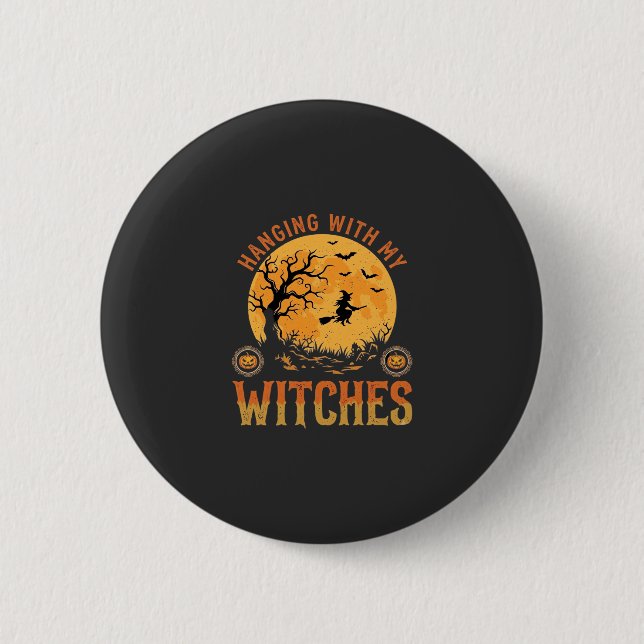 Mit meinen Hexen Halloween Button (Vorderseite)