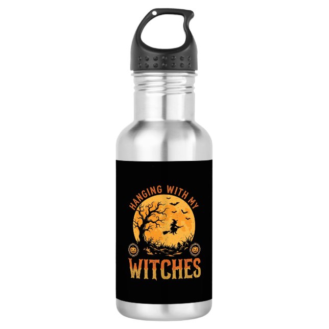 Mit meinen Hexen Halloween Edelstahlflasche (Vorderseite)