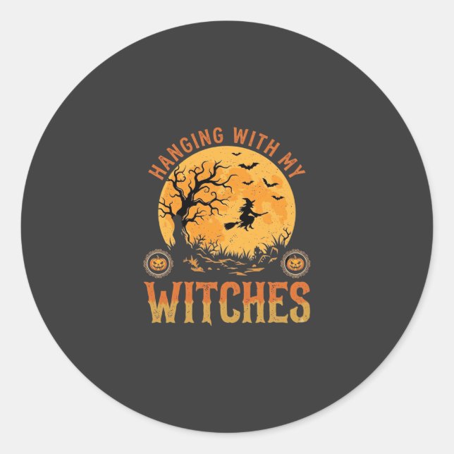 Mit meinen Hexen Halloween Runder Aufkleber (Vorderseite)