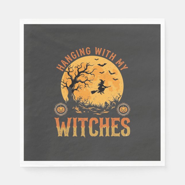 Mit meinen Hexen Halloween Serviette (Vorderseite)