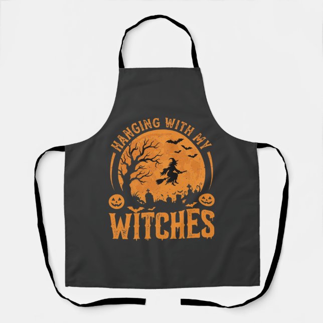 Mit meinen Hexen hängen Halloween-Design (3) Schürze (Vorderseite)