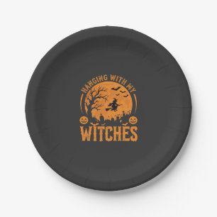 Mit meinen Hexen hängend Halloween-Design (3) Pappteller