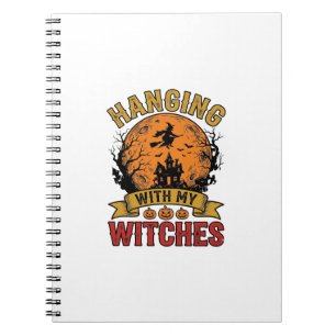 Mit meinen Hexen hängend Halloween Vintage-Shirt D Notizblock
