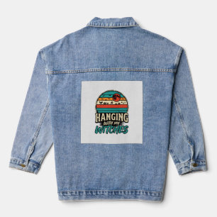 Mit meinen Hexen hängend Vintage-Halloween-Shirt D Jeansjacke