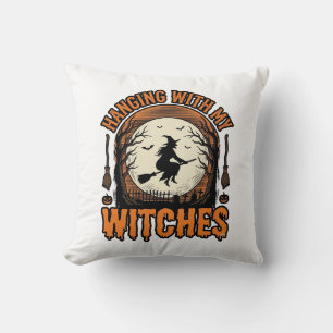 Mit meinen Hexen hängend Vintage-Halloween-Shirt D Kissen