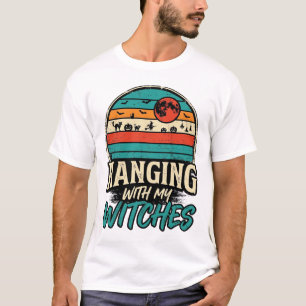 Mit meinen Hexen hängend Vintage-Halloween-Shirt D T-Shirt