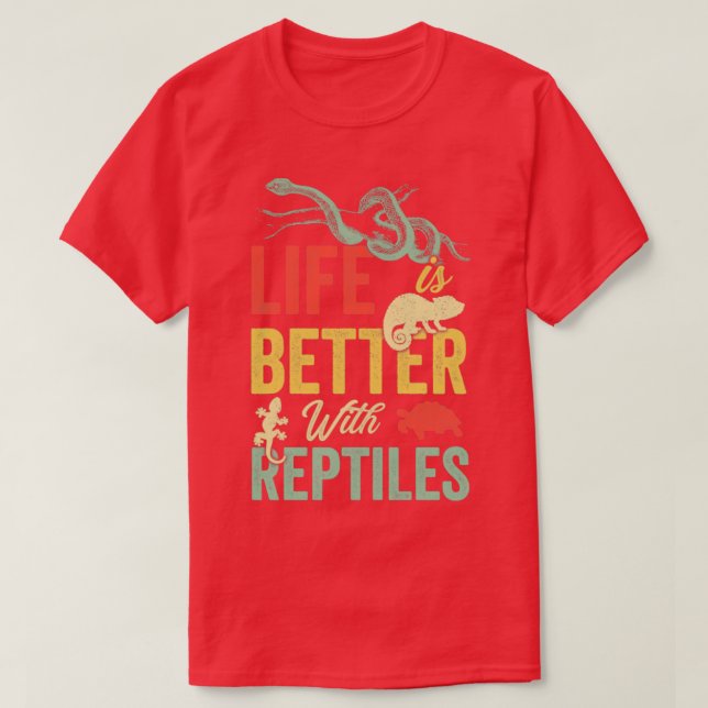 Mit meinen Reptilien ist das Leben besser T-Shirt (Design vorne)